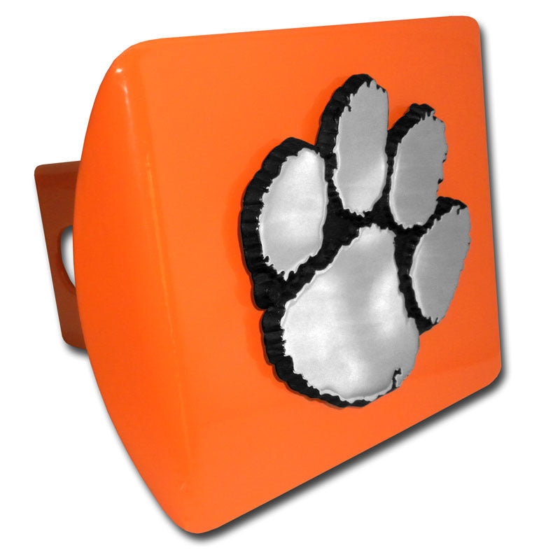 CLEMSON TIGERS ORANGE HITCH COVER WITH CHROME PAW