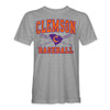CLEMSON TIGERS GRAY CROSS BATS BASEBALL TEE