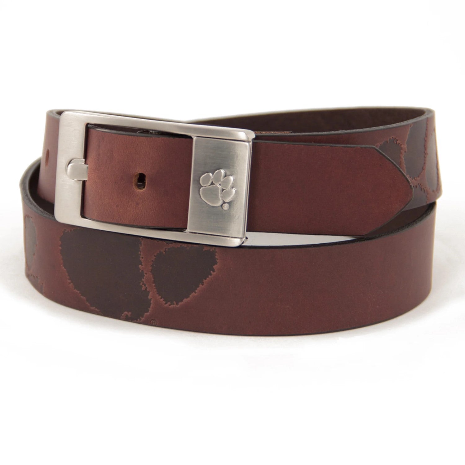 CLEMSON TIGERS BROWN LEATHER BELT