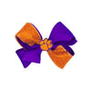 CLEMSON TIGERS ORANGE/PURPLE GLITTER WITH PAW BOW