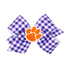 CLEMSON TIGERS MEDIUM PURPLE/WHITE WITH PAW BOW