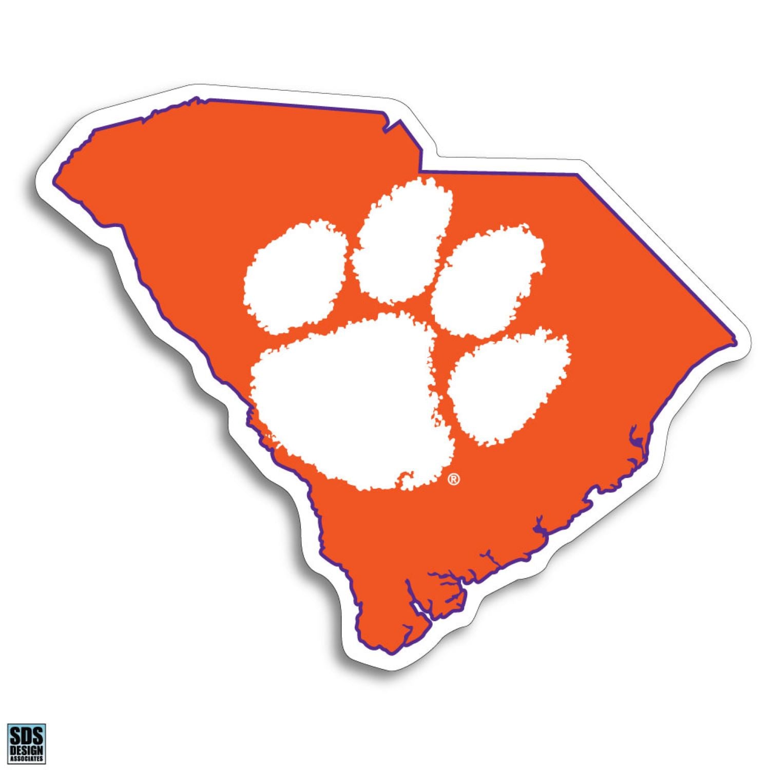 5&quot; Clemson Paw in State Dizzler Decal