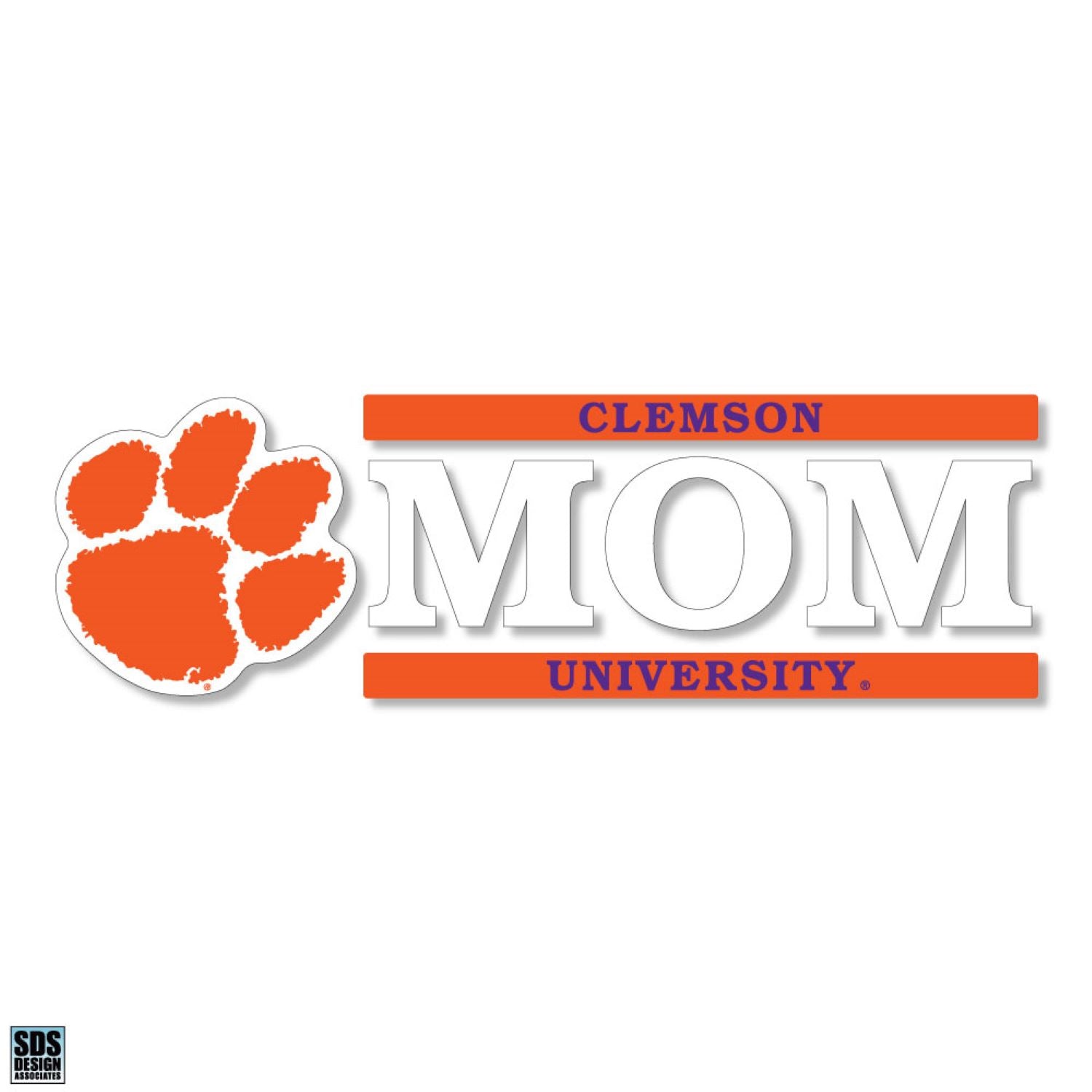 6X2 Clemson University Mom with Paw Decal