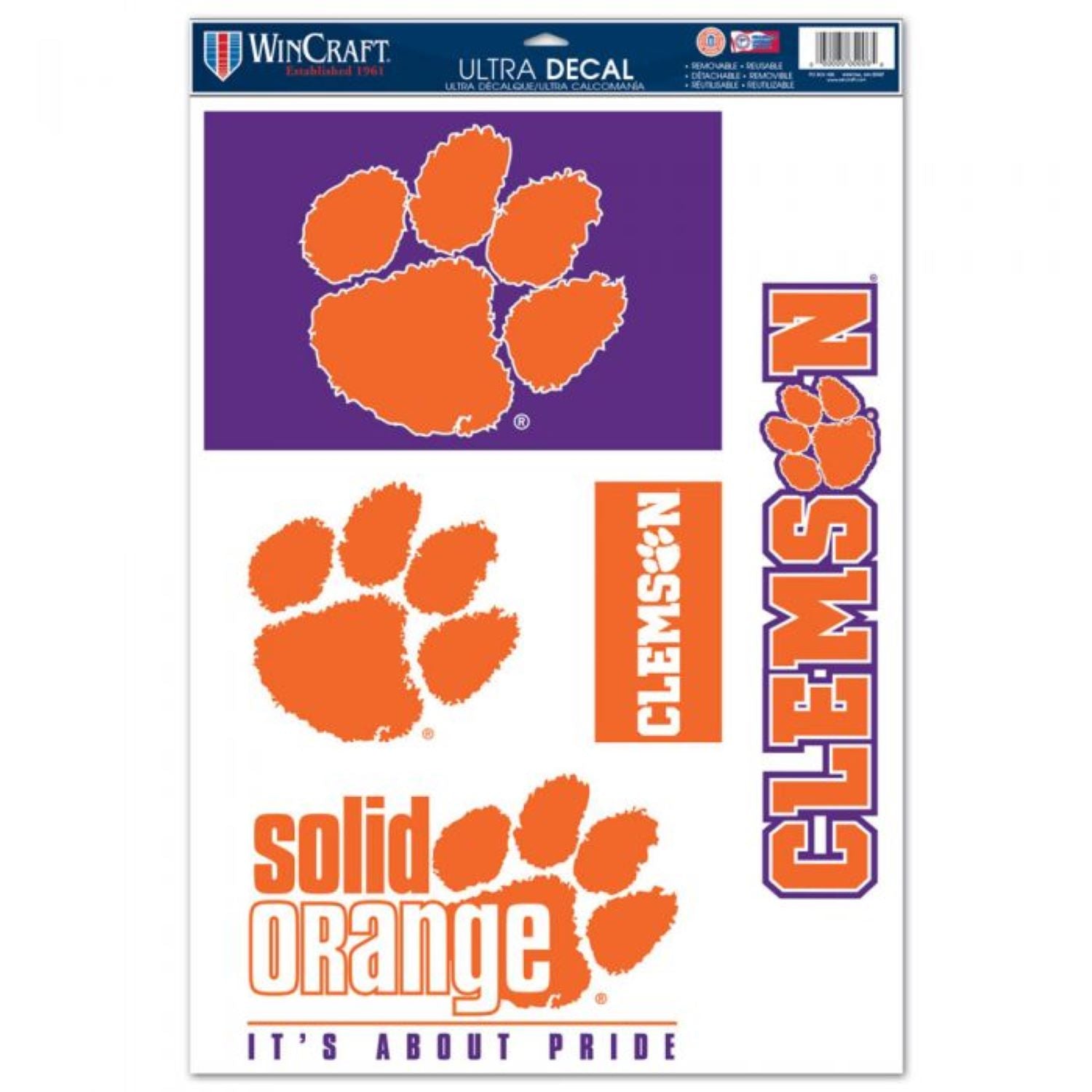 Clemson University 5 Decal Sheet