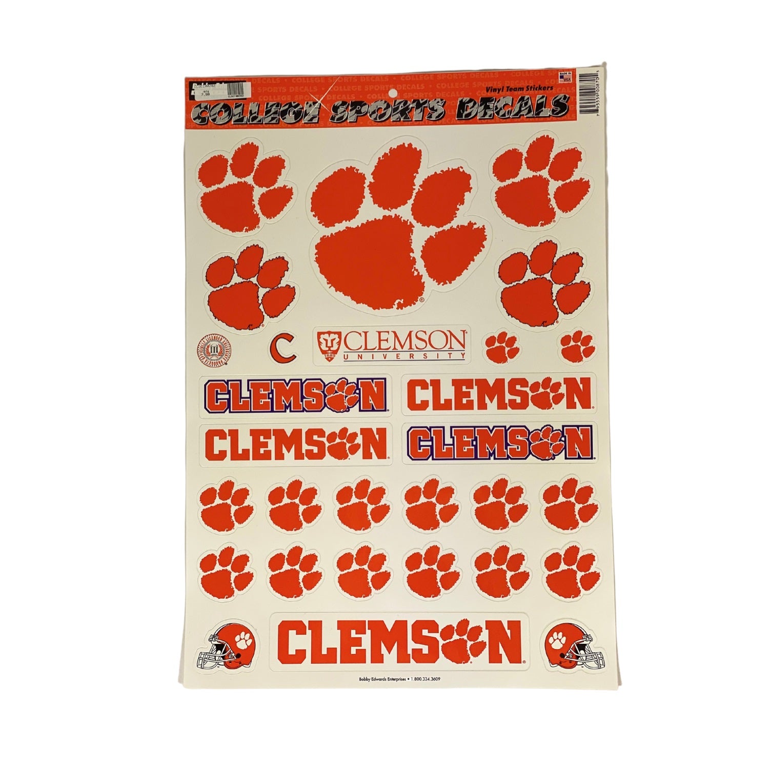 CLEMSON TIGERS DECAL SHEET