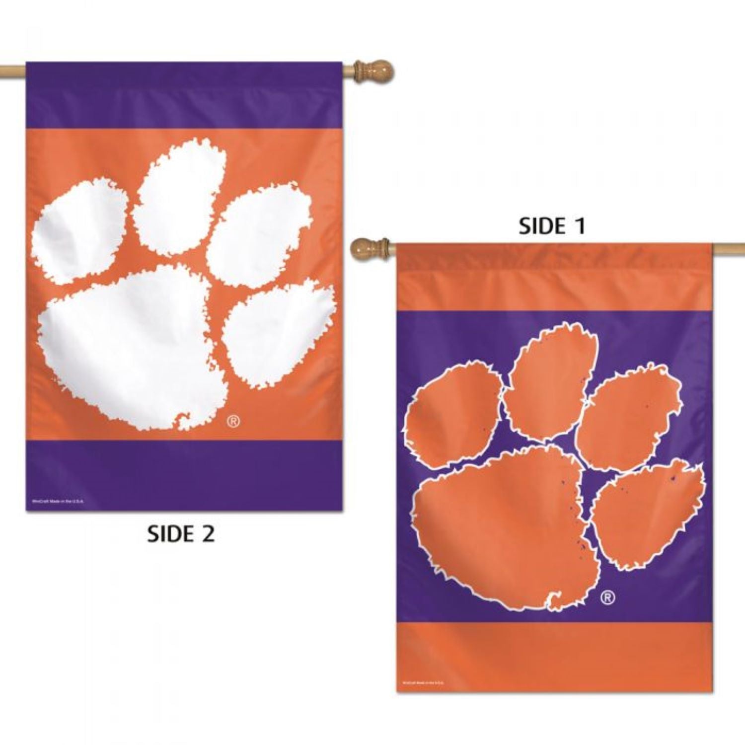 Clemson University Two Sided Vertical Flag