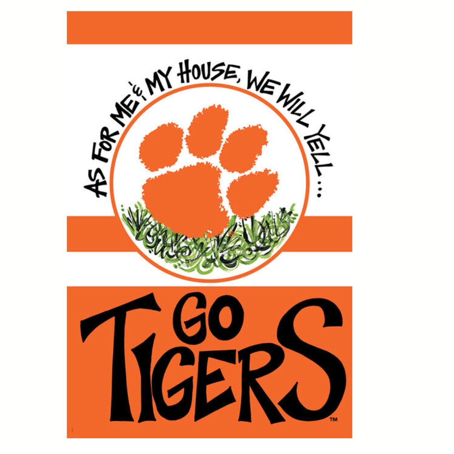 CLEMSON TIGERS 12X18 GO TIGERS HOUSE FLAG