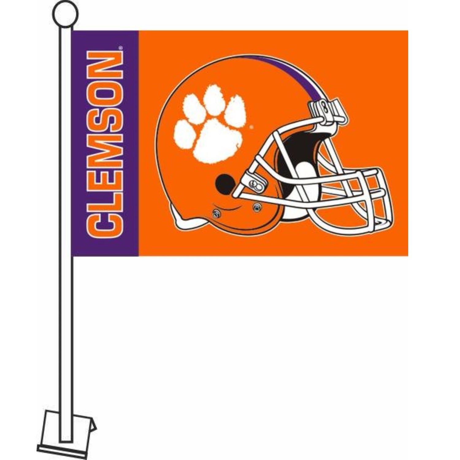 CLEMSON TIGERS HELMET CAR FLAG