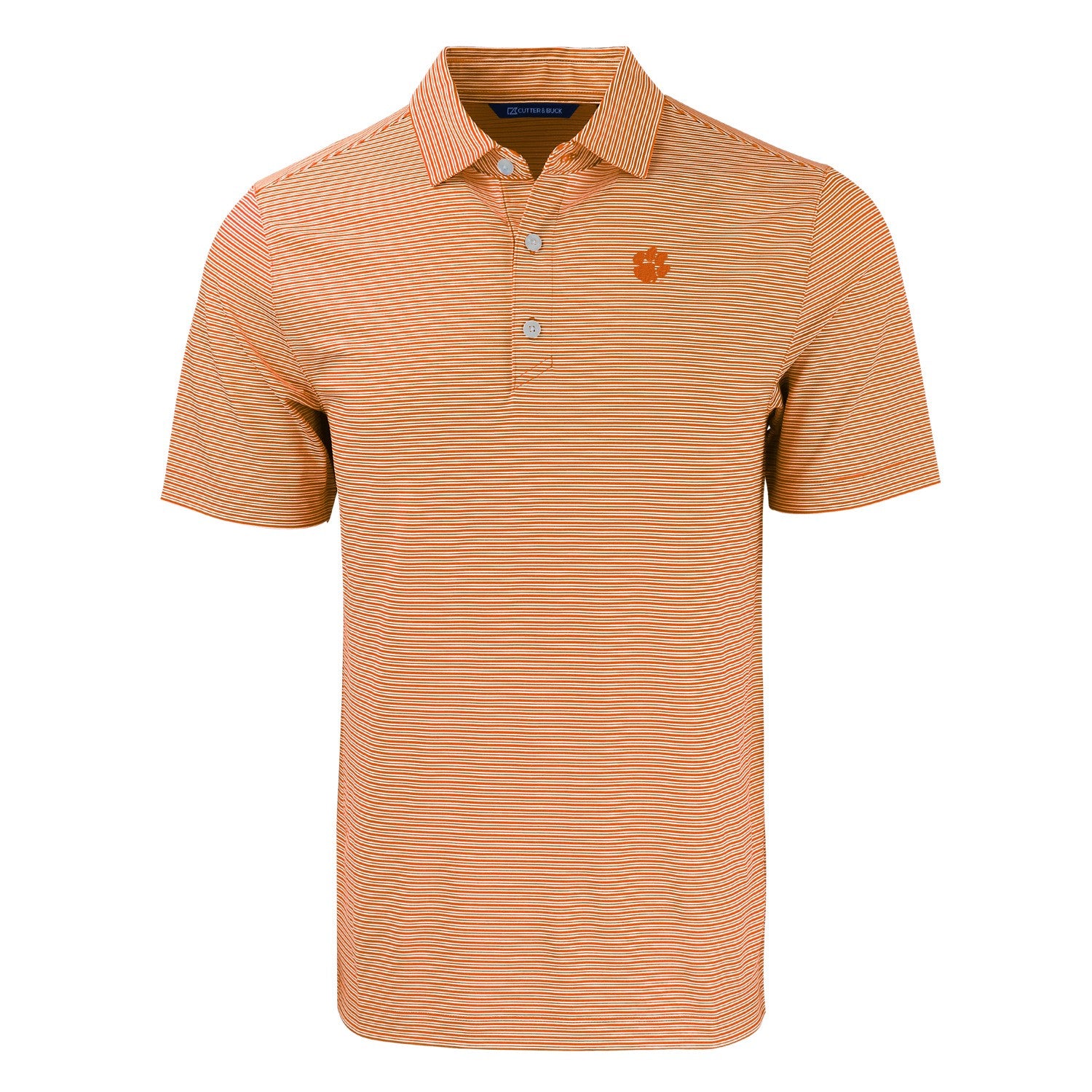 CLEMSON TIGERS ORANGE AND WHITE STRIPE POLO
