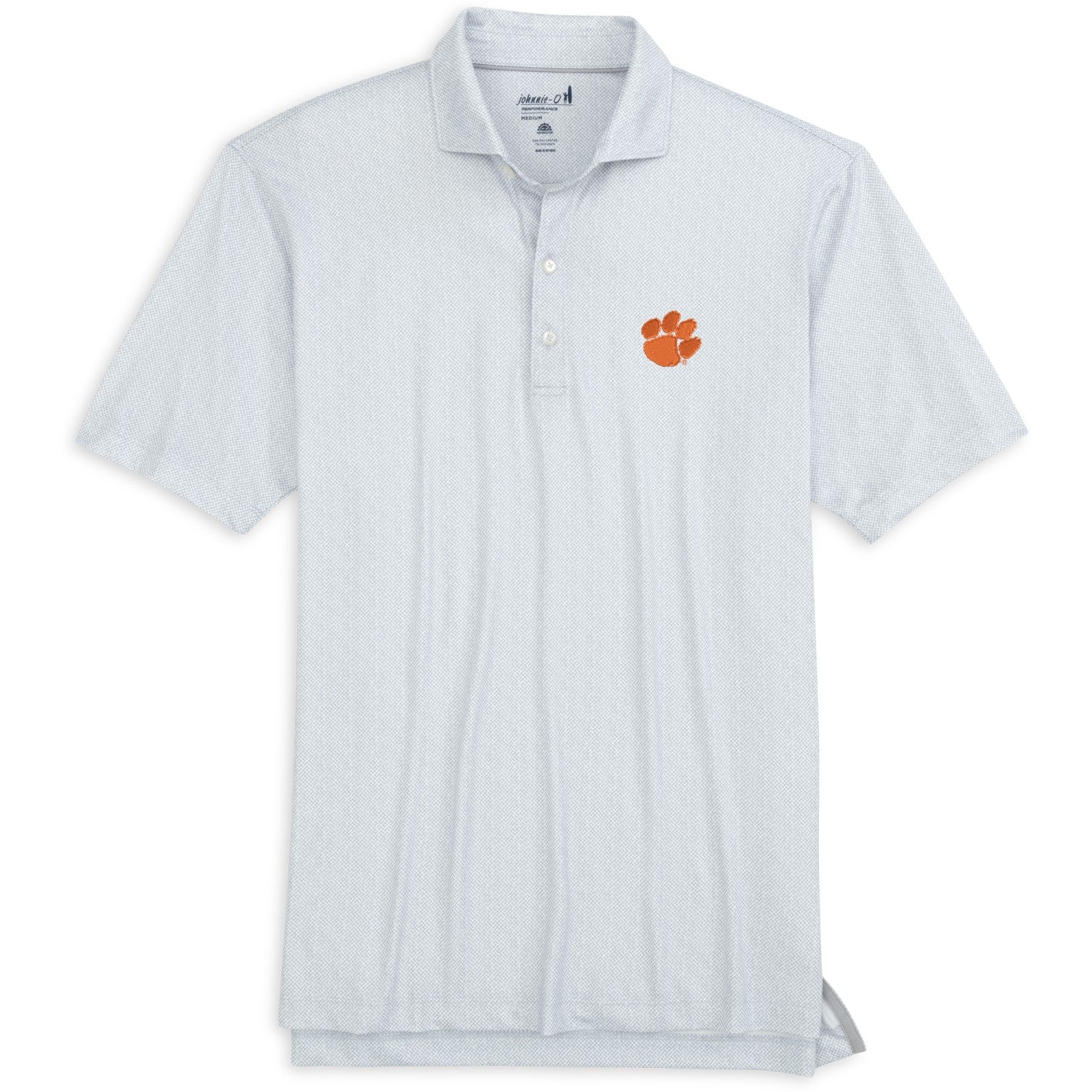 CLEMSON TIGERS WHITE AND GRAY HINSON POLO BY JOHNNIE-O