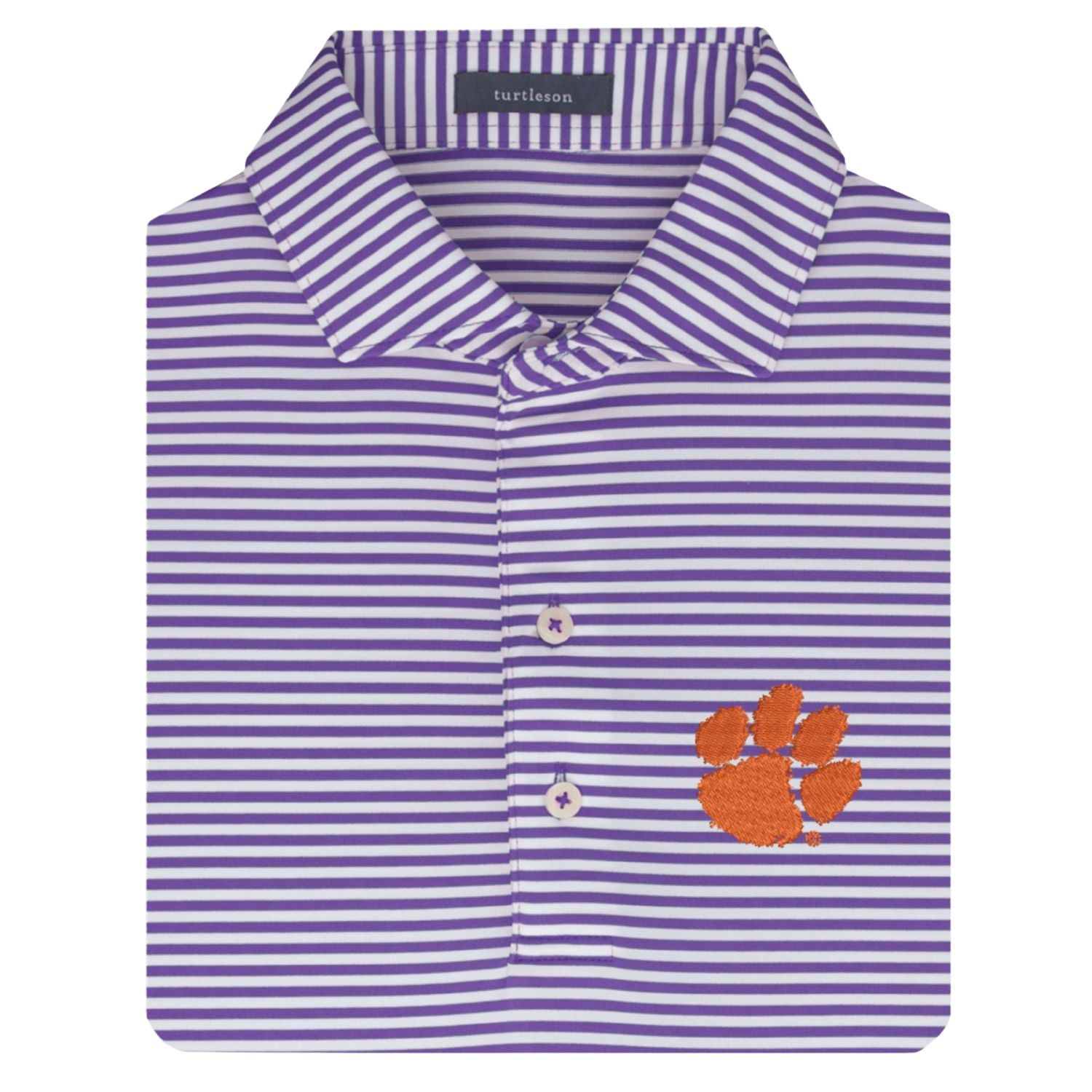 CLEMSON TIGERS TURTLESON PURPLE WITH PAW COOPER POLO