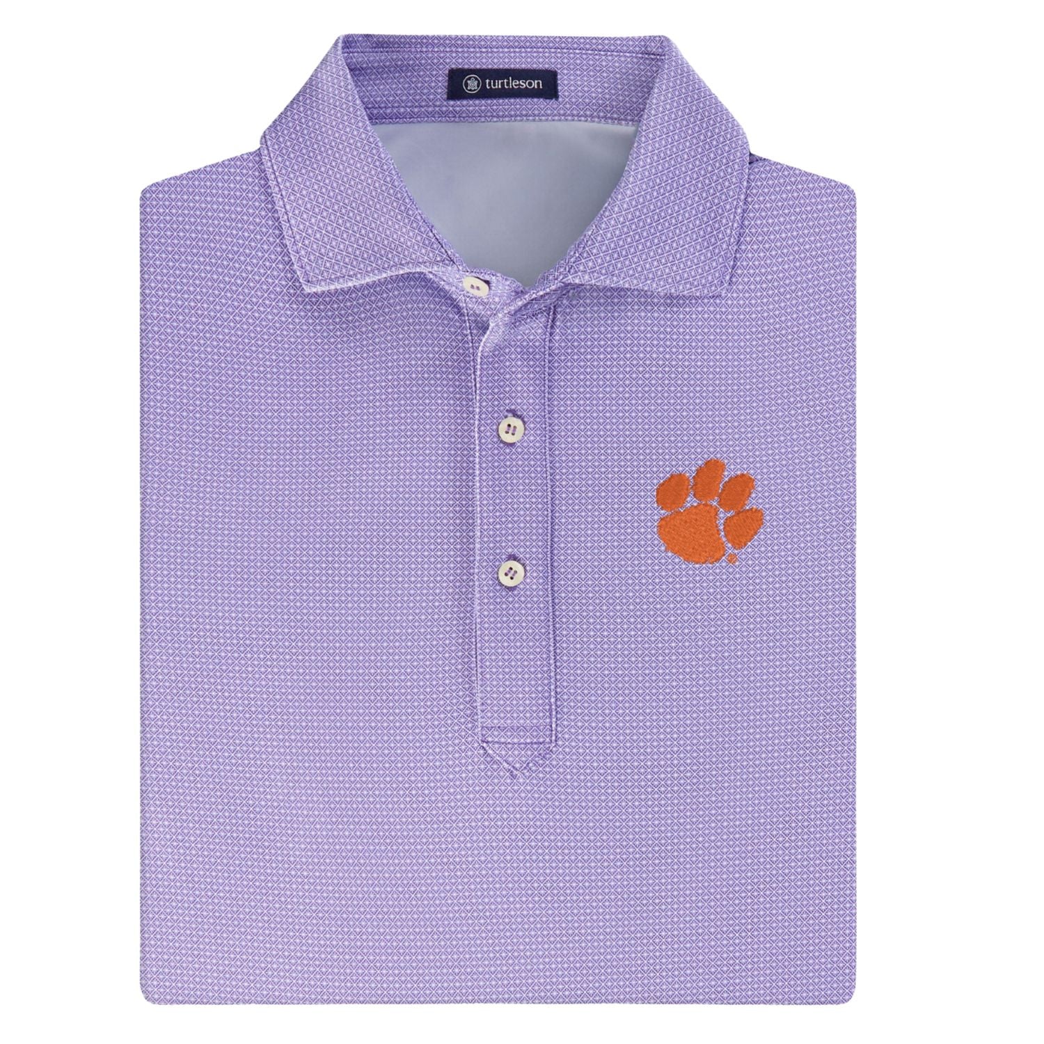 CLEMSON TIGERS TURTLESON LAVENDER WITH PAW CHRIS POLO