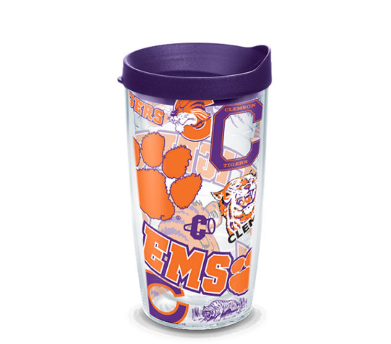 16oz Clemson Allover Wrap Tervis Tumbler with Lid