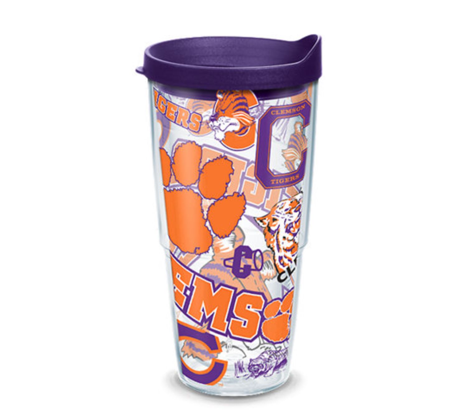 24oz Clemson Allover Tervis Tumbler with Lid