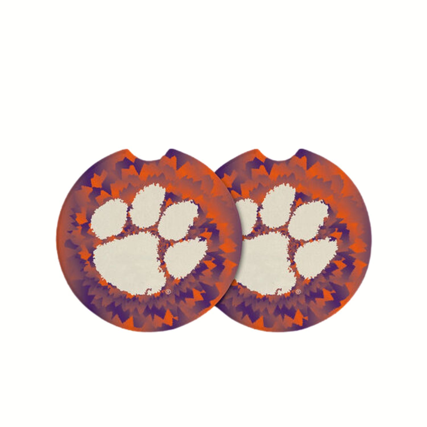 CLEMSON TIGERS TIE DYE CAR COASTERS