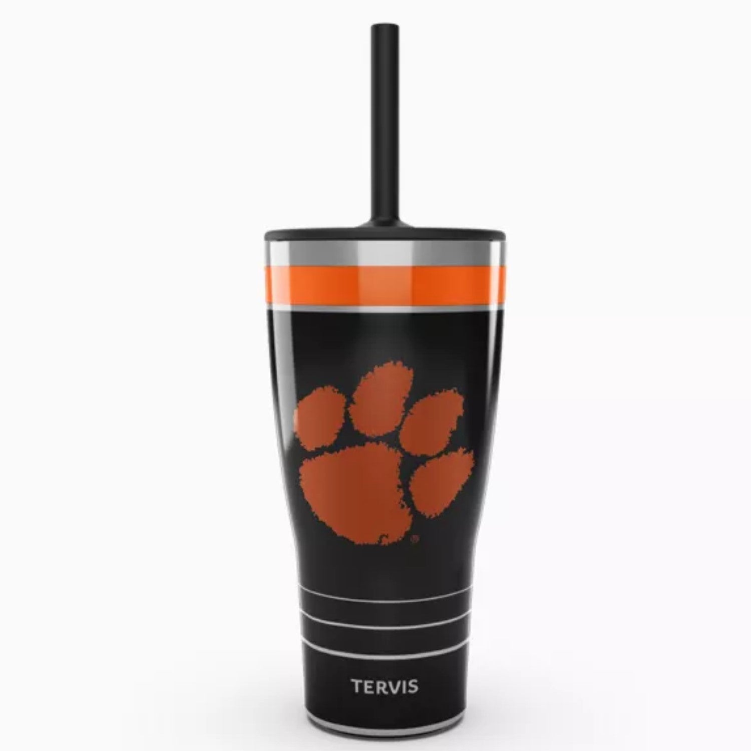 CLEMSON TIGERS BLACK STAINLESS 30OZ TUMBLER WITH STRAW LID
