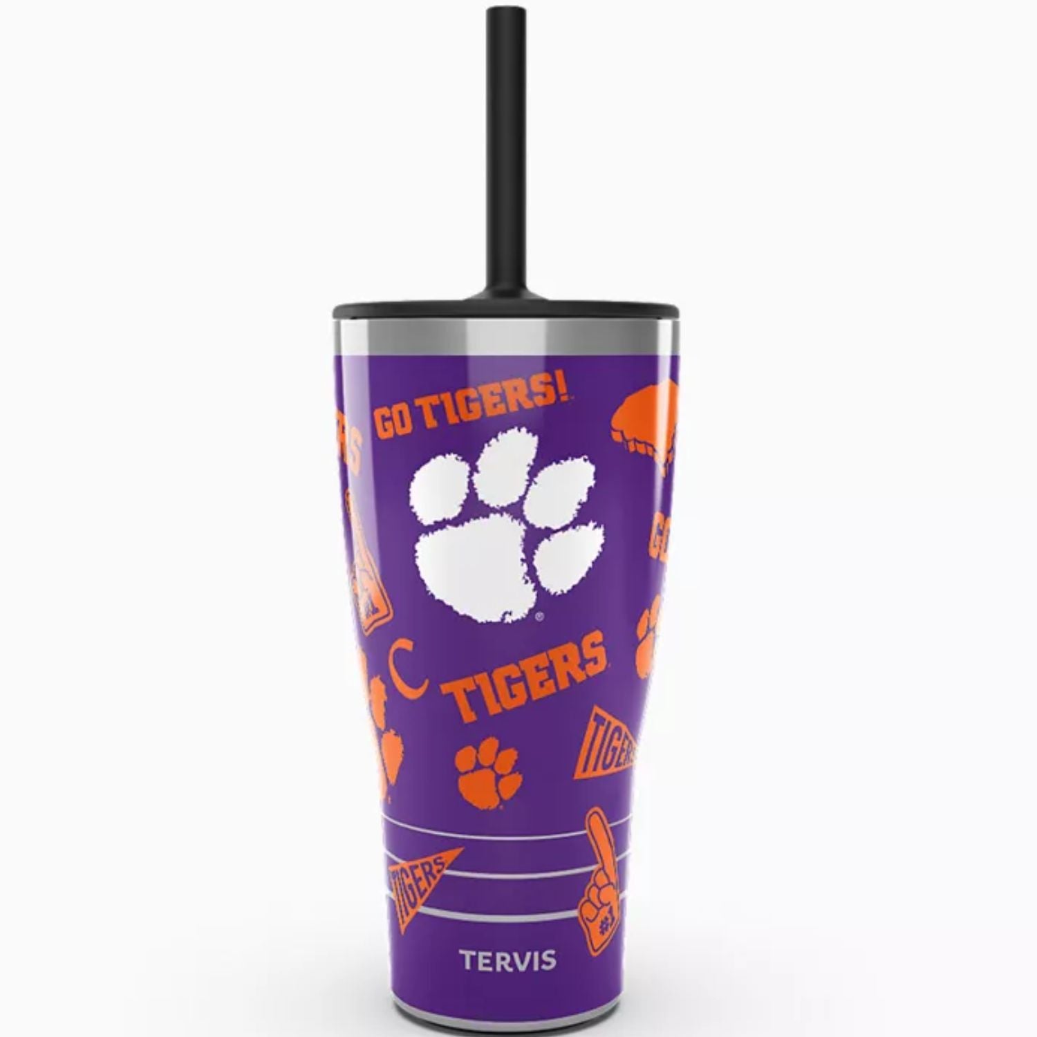 CLEMSON TIGERS 30OZ PURPLE TUMBLER WITH STRAW
