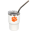 CLEMSON TIGERS WHITE TUMBLER SHOT GLASS WITH STRAW