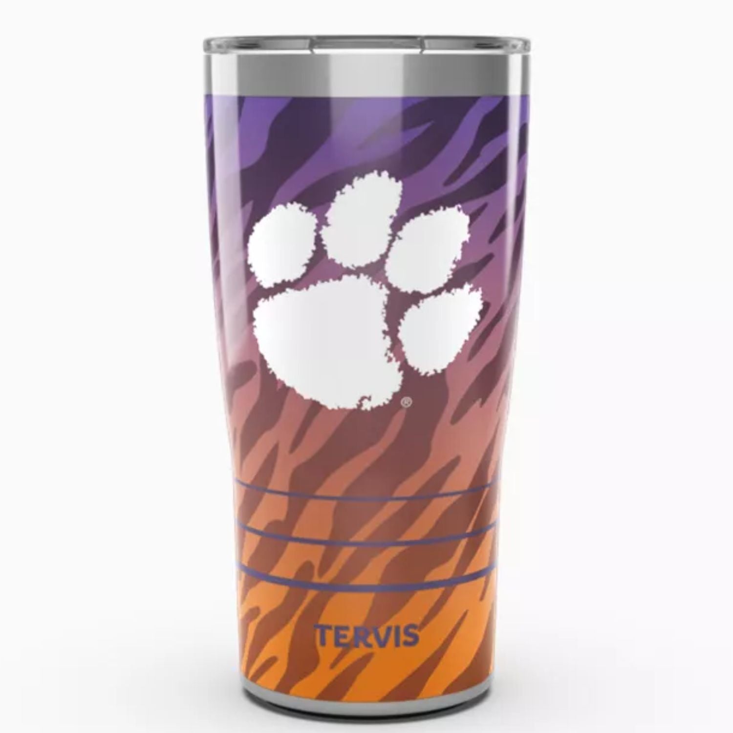 CLEMSON TIGERS 20OZ PURPLE/ORANGE TIGER STRIPE TUMBLER