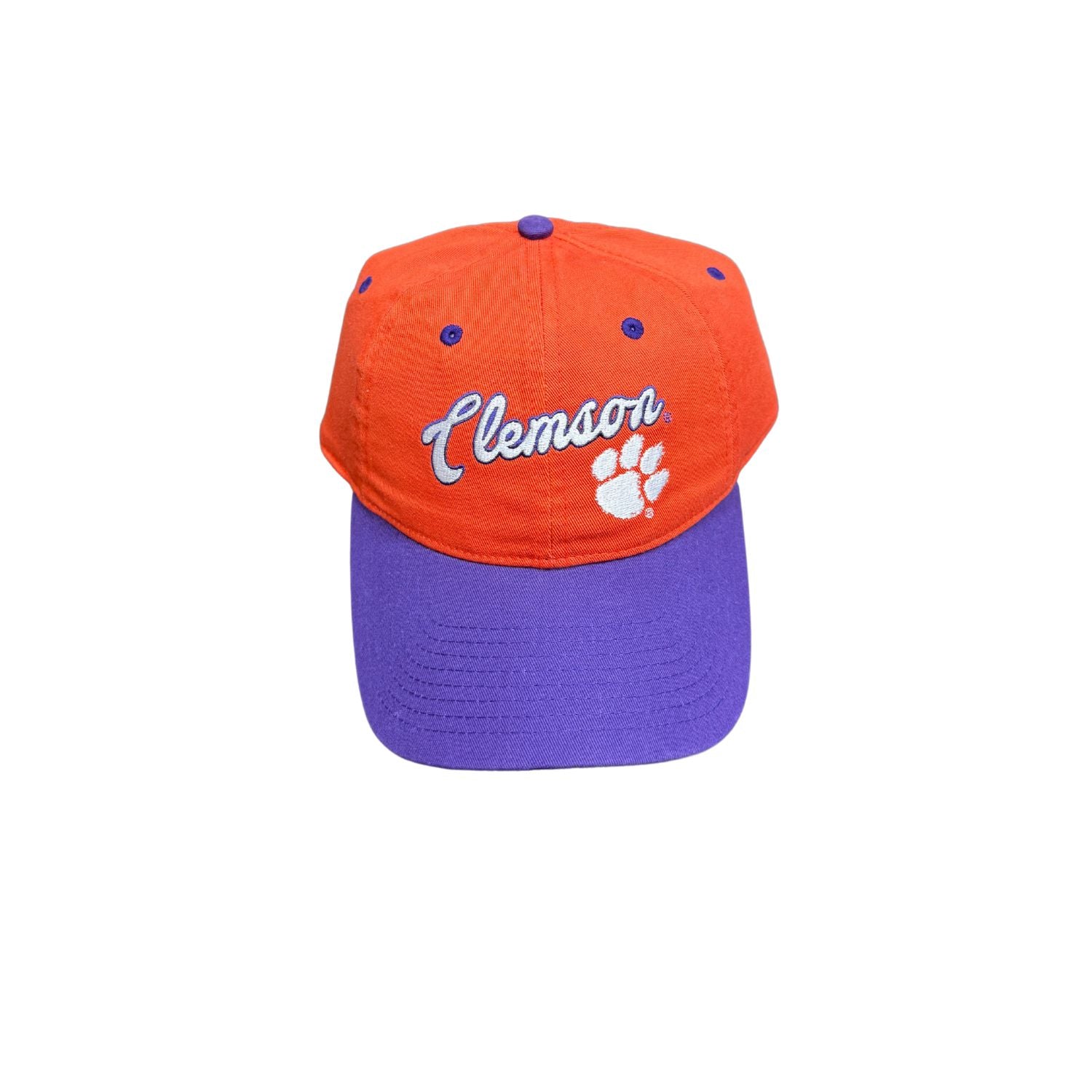 CLEMSON TIGERS ORANGE/PURPLE CURSIVE HAT