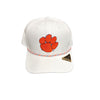 CLEMSON TIGERS WHITE WITH ORANGE PAW ROPE HAT