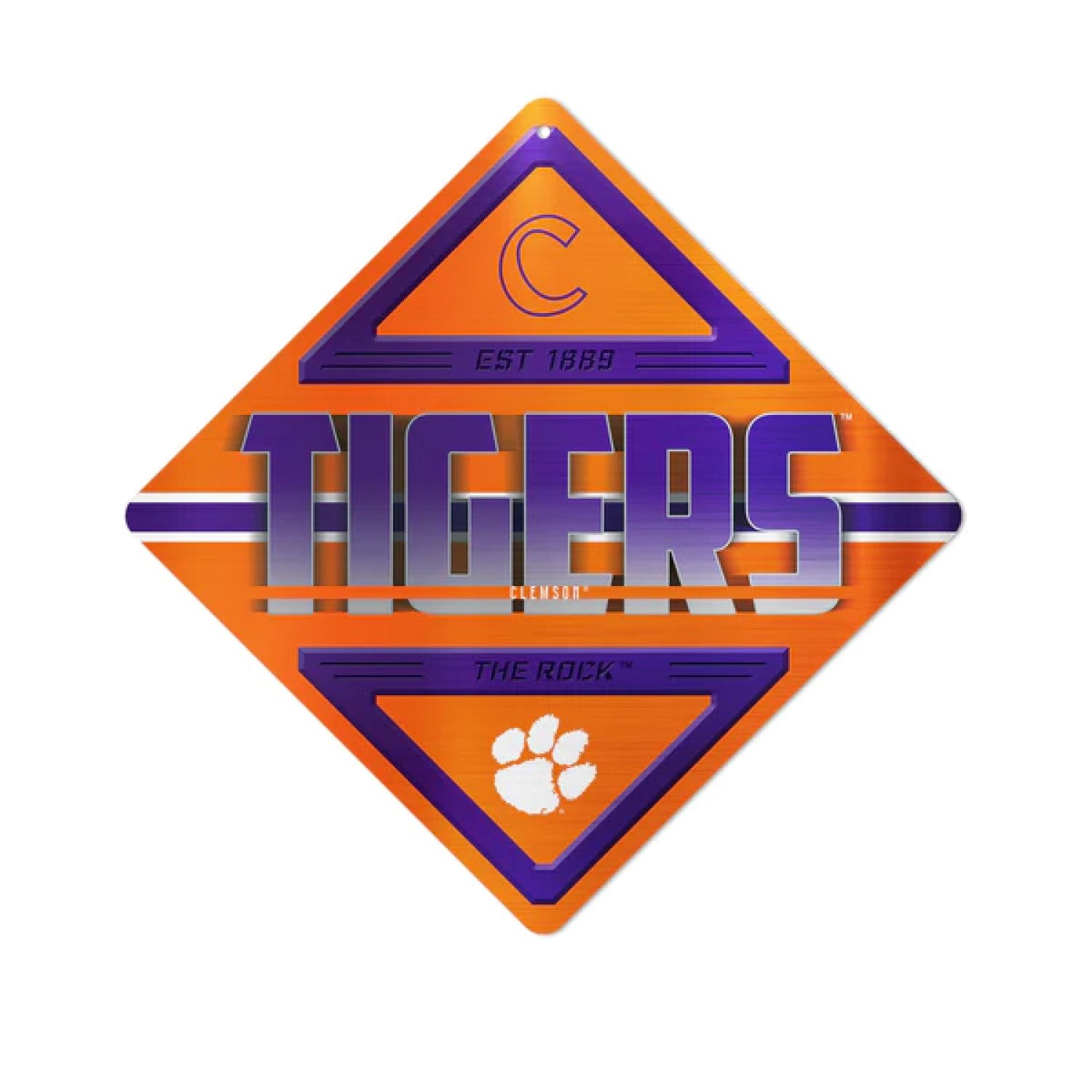 CLEMSON TIGERS 16.5x16.5 DIAMOND METAL WALL SIGN