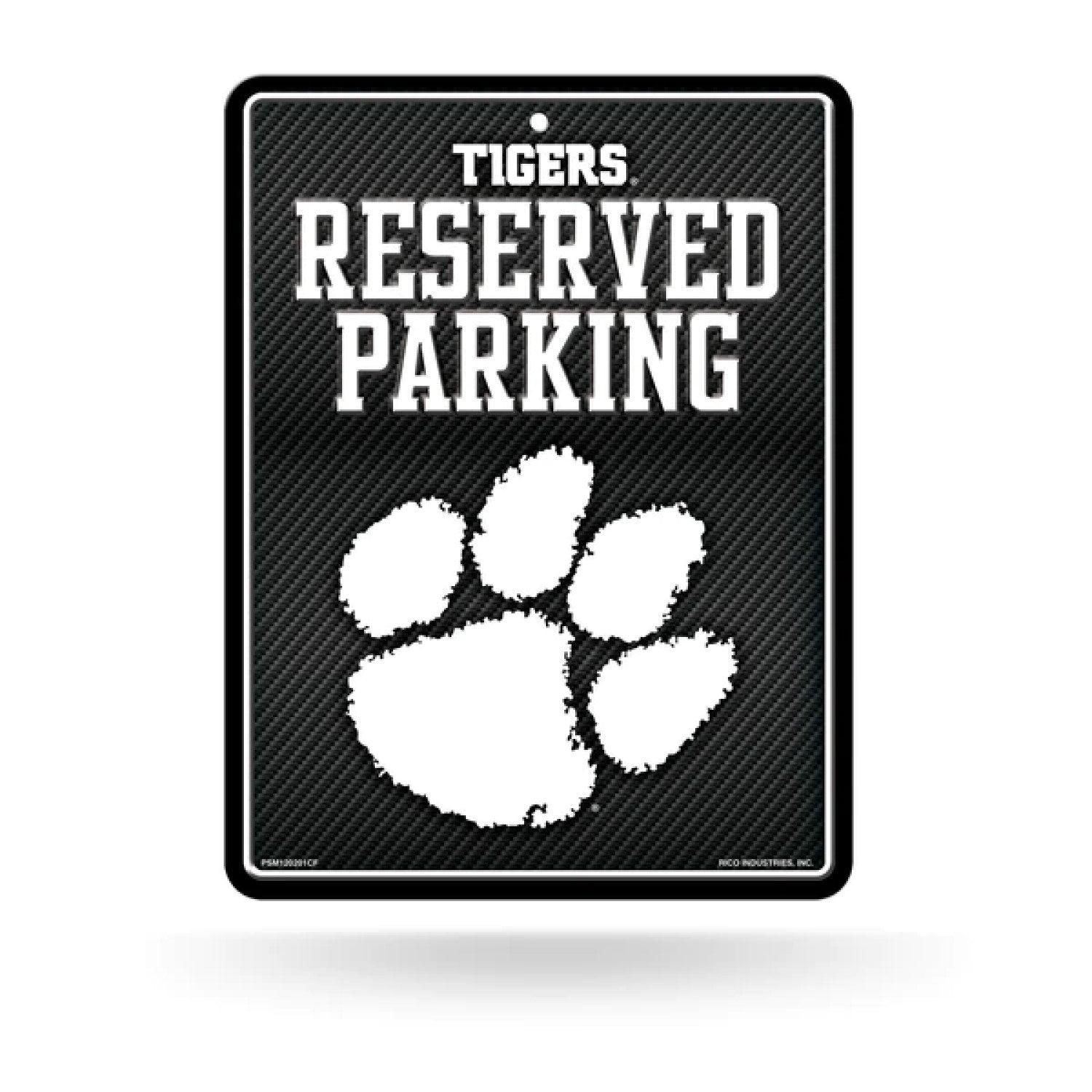 CLEMSON TIGERS RESERVED PARKING CARBON FIBER METAL SIGN