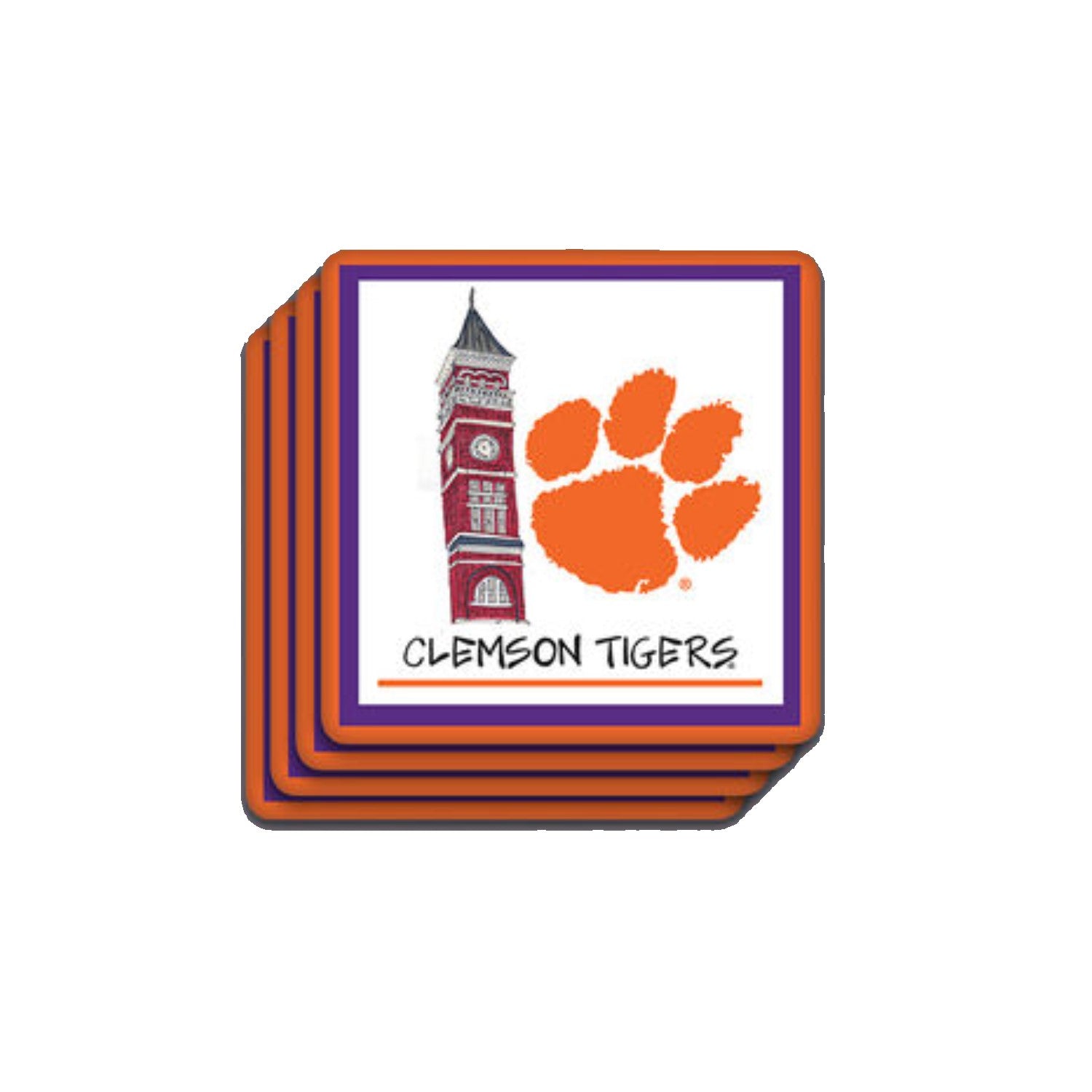 CLEMSON TIGERS 4 PACK COASTER SET