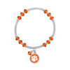 CLEMSON TIGERS ORANGE STERLING SILVER PAW BRACELET