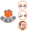 CLEMSON TIGER PAW SILVER TONE POST EARRINGS