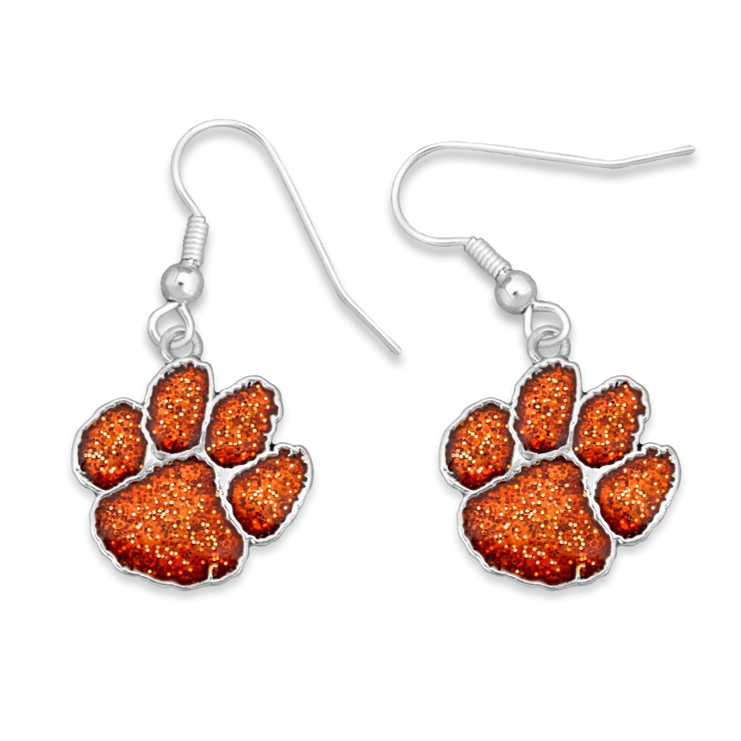 CLEMSON TIGERS GAMEDAY GLITTER SILVER TONE EARRINGS