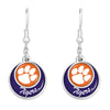 CLEMSON TIGERS STACKED DISC SILVER TONE EARRINGS