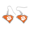 CLEMSON TIGERS TATE OF MINE SILVER TONE EARRINGS