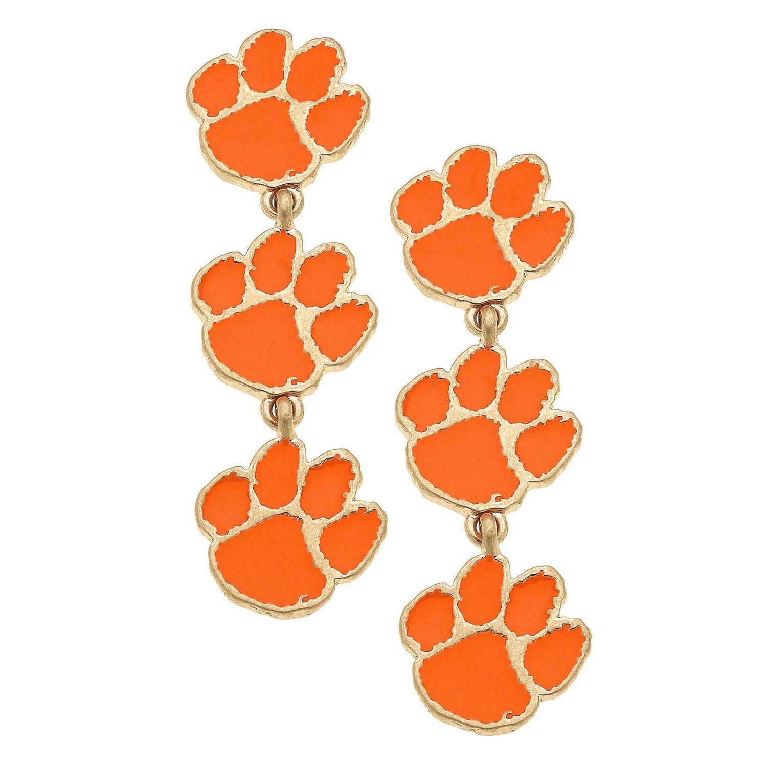 CLEMSON TIGERS TRIPLE DROP ENAMEL EARRINGS