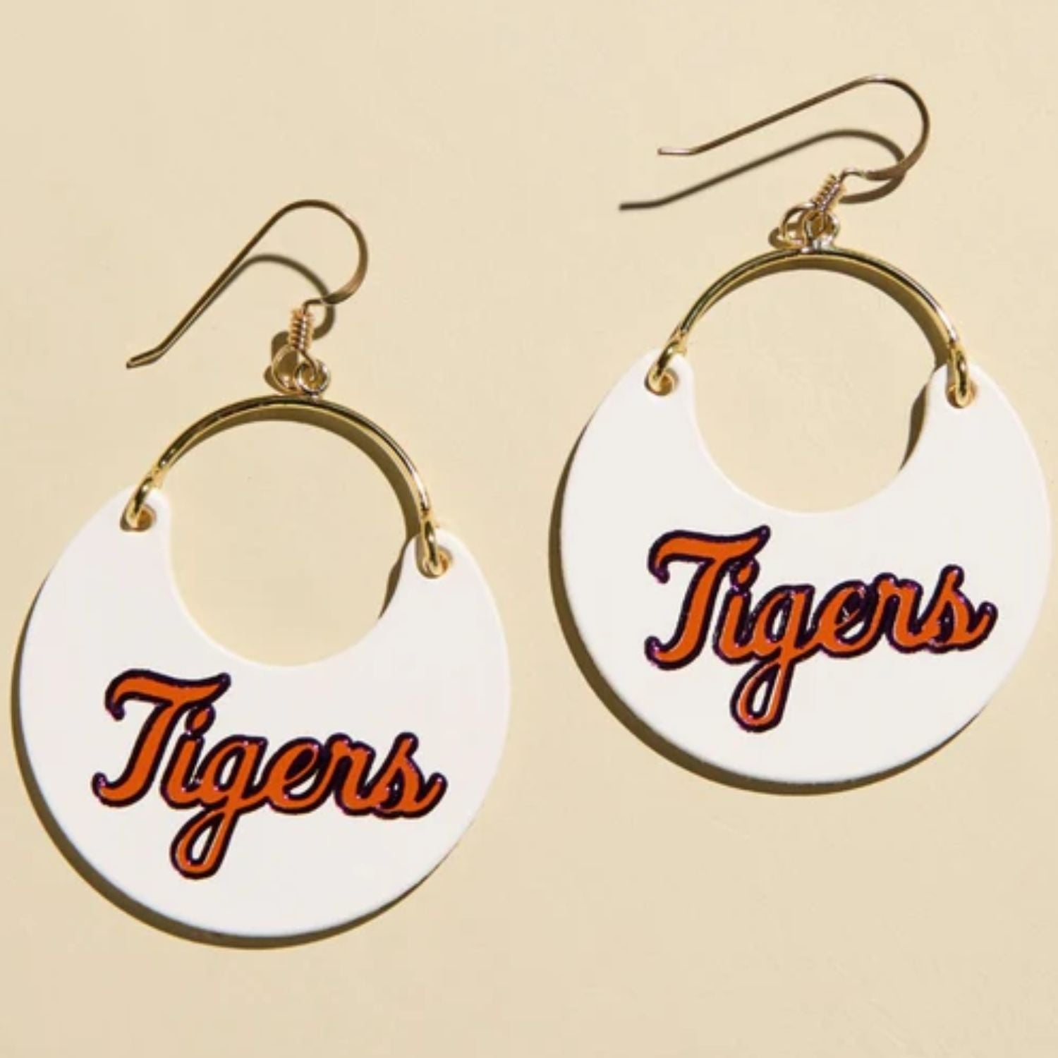 CLEMSON TIGERS GOLD TONE WHITE TIGERS EARRING