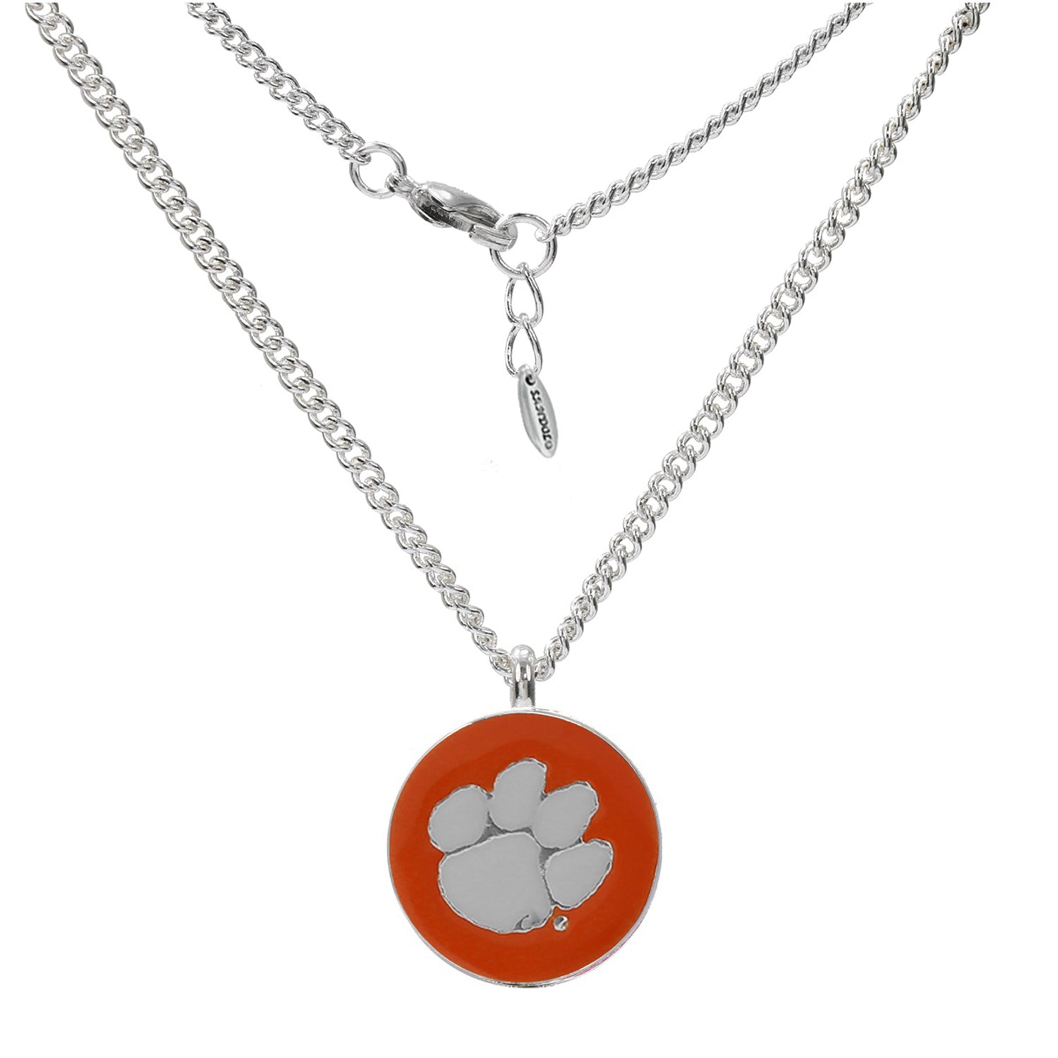 CLEMSON TIGER PAW SILVER TONE NECKLACE
