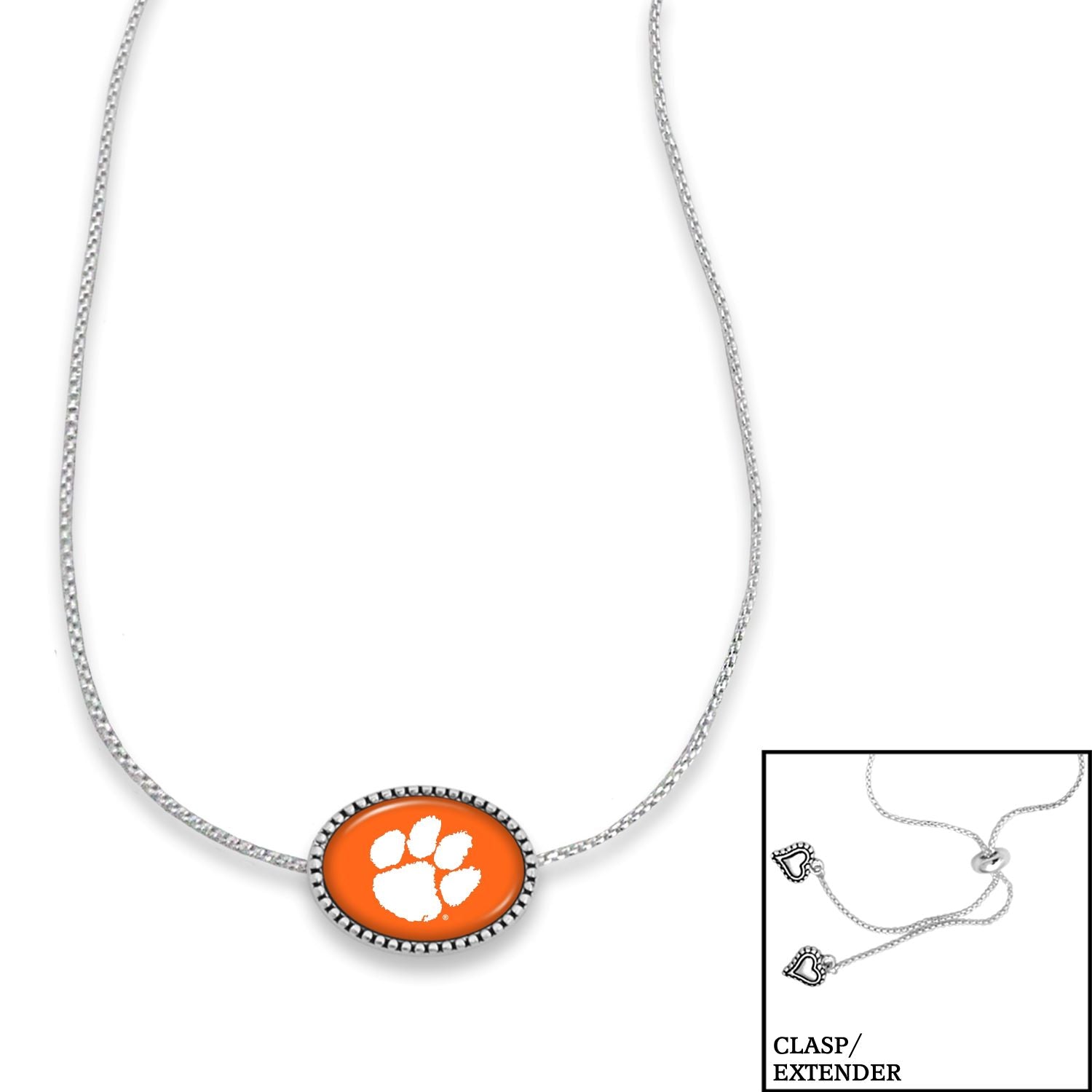 CLEMSON TIGERS KENNEDY SILVER TONE NECKLACE