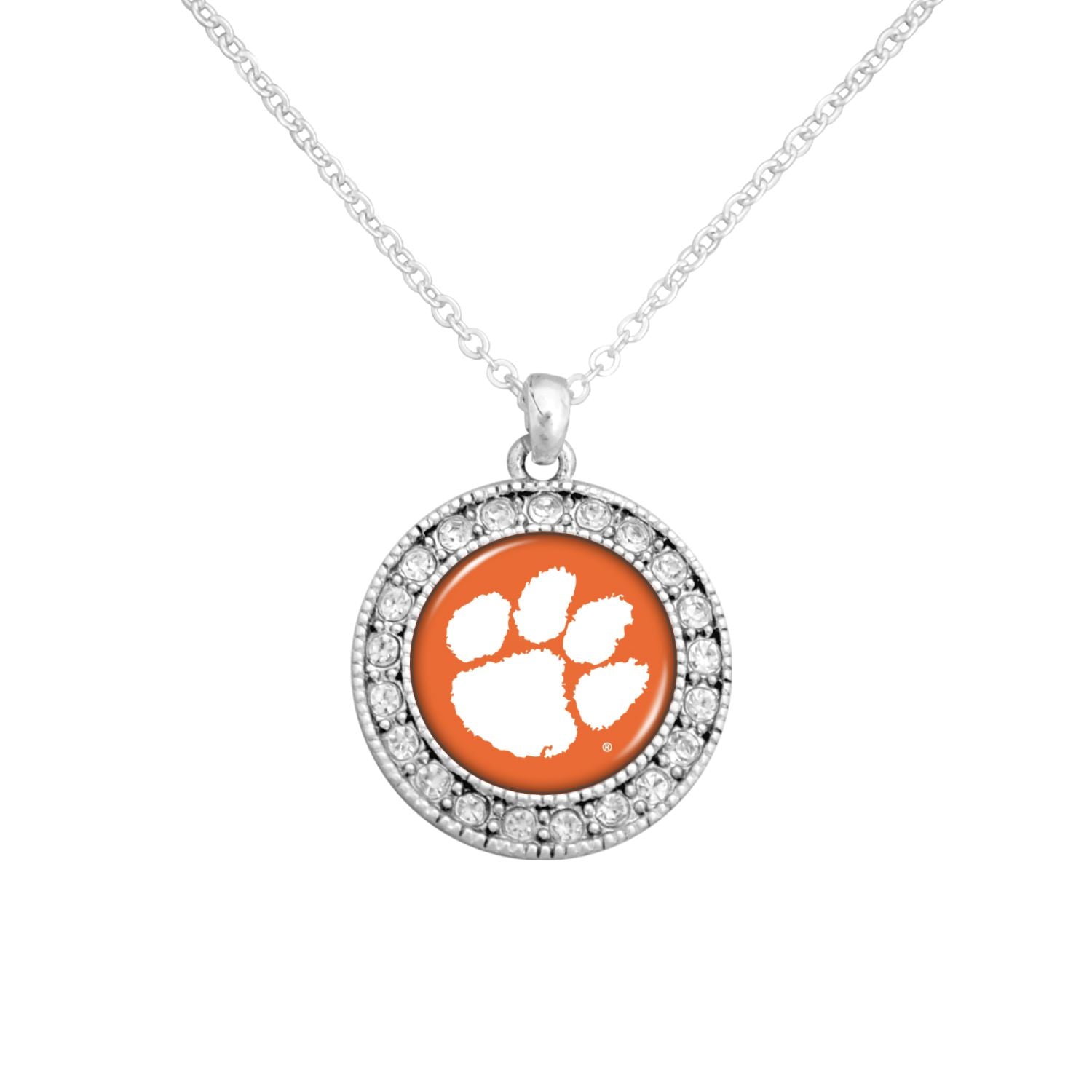CLEMSON TIGERS KENZIE SILVER TONE NECKLACE