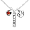 CLEMSON TIGERS TRIFECTA SILVER TONE NECKLACE