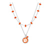 CLEMSON TIGERS ORANGE STERLING SILVER PAW LAYERED NECKLACE