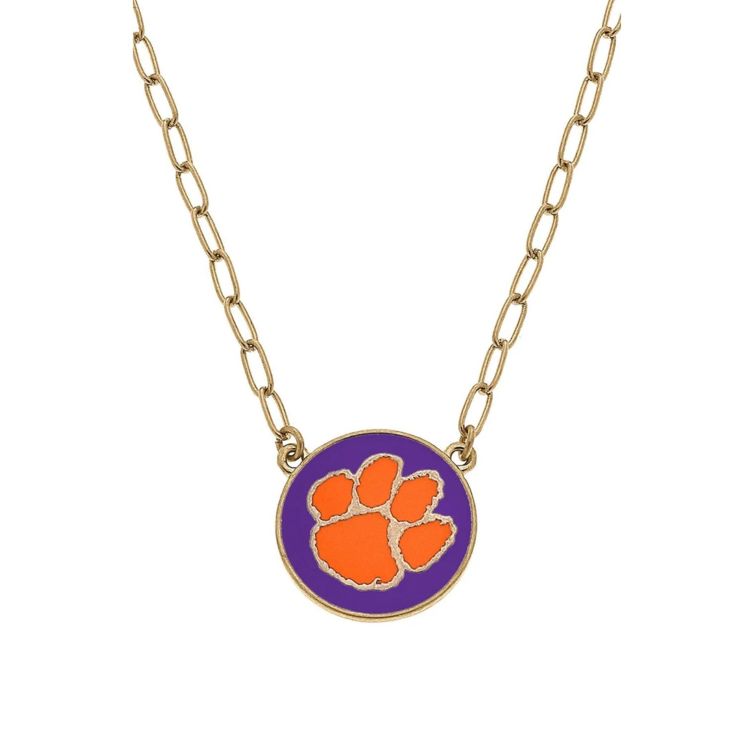 CLEMSON TIGERS ENAMEL DISC NECKLACE