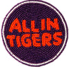 CLEMSON TIGERS ORANGE/PURPLE ALL IN BEADED BUTTON
