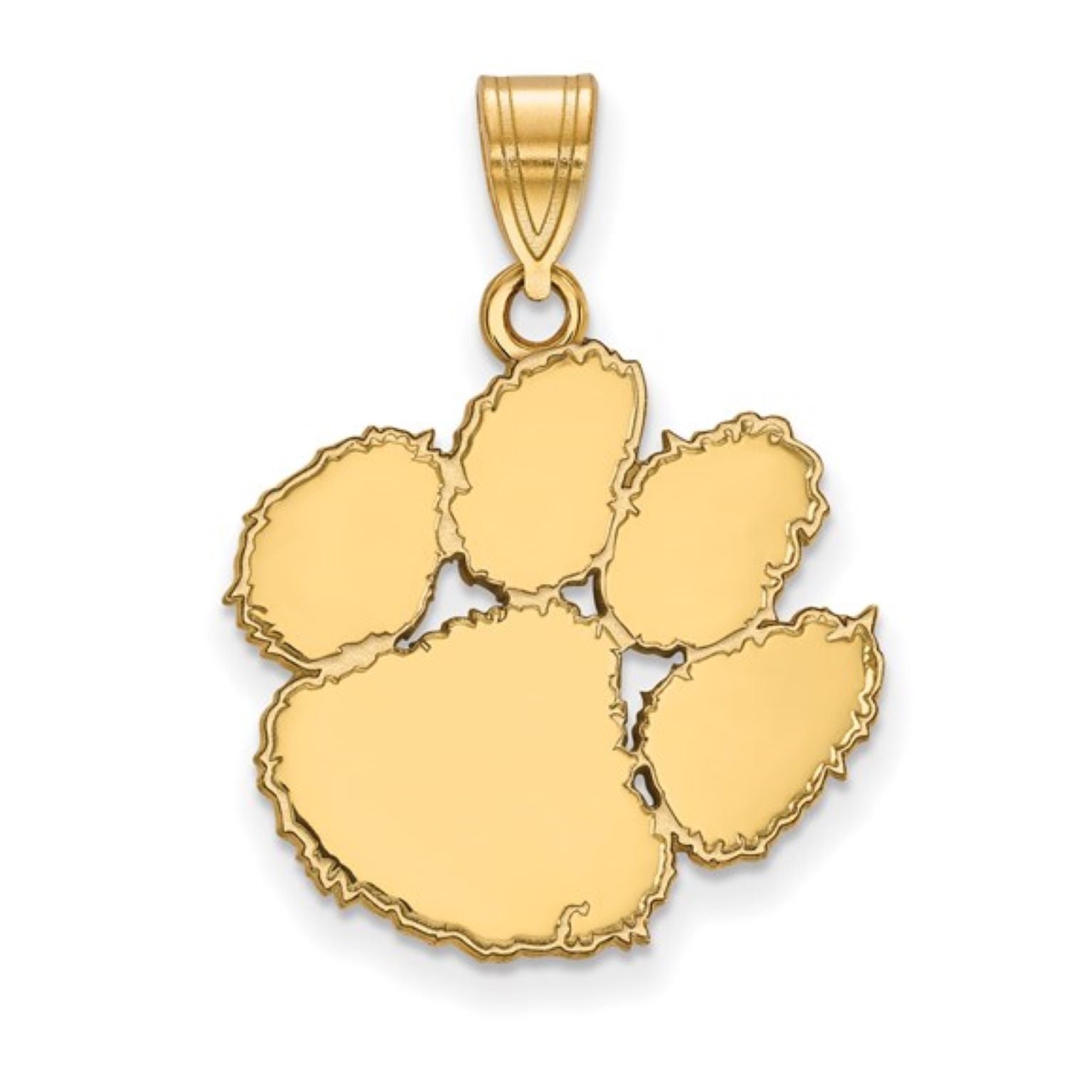 CLEMSON TIGERS GOLD PLATED STERLING SILVER LARGE PAW PENDANT