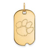 CLEMSON TIGERS GOLD PLATED STERLING SILVER SMALL DOG TAG PENDANT