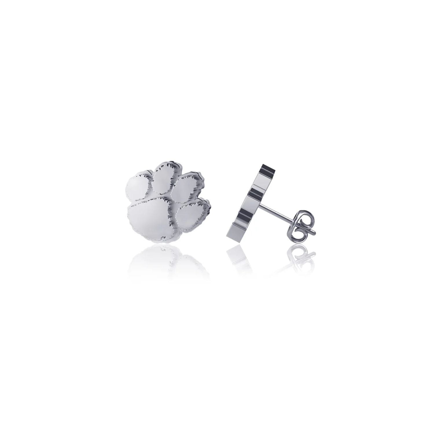 CLEMSON TIGERS STERLING SILVER PAW STUD EARRINGS