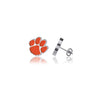 CLEMSON TIGERS STERLING SILVER AND ORANGE PAW STUD EARRINGS