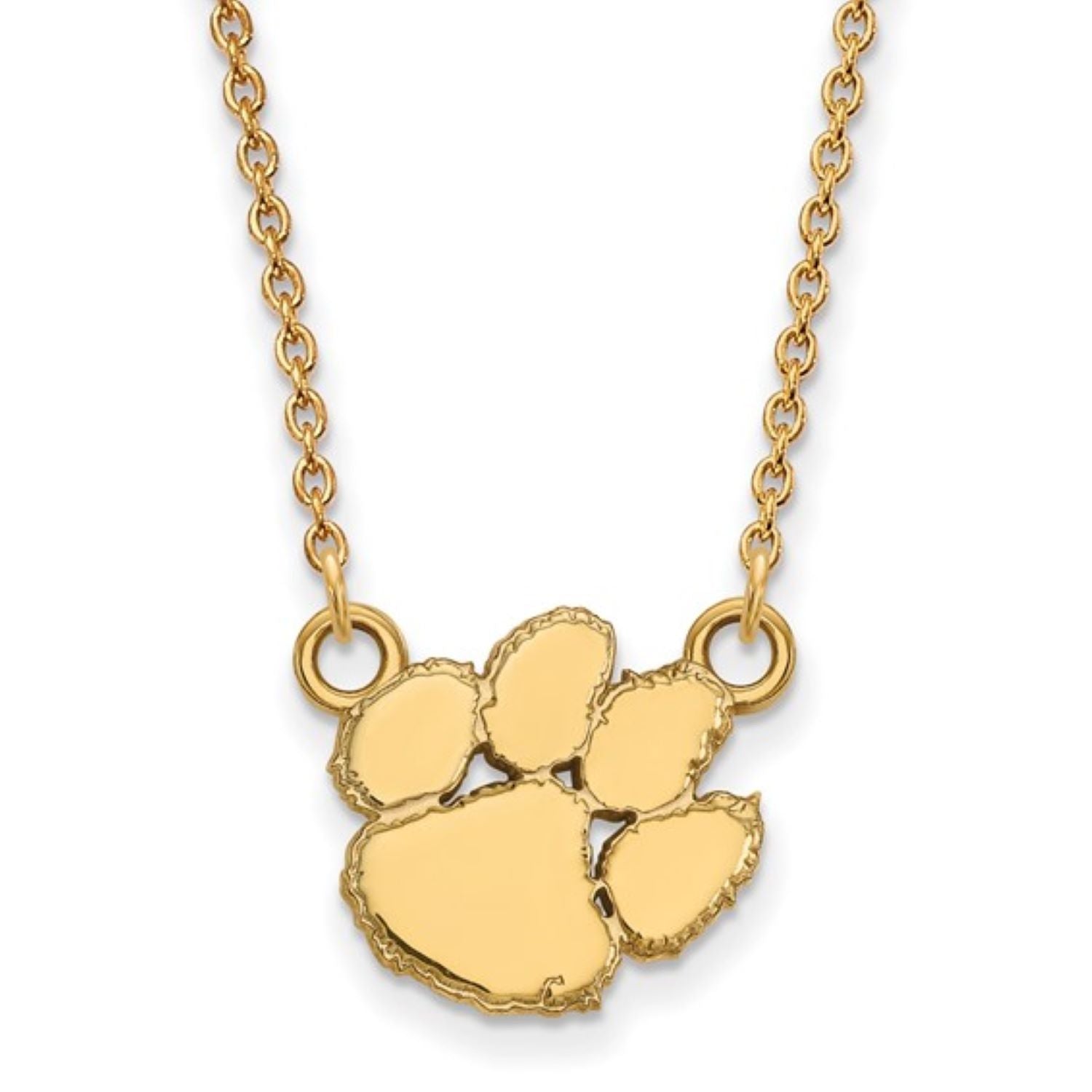 CLEMSON TIGERS GOLD PLATED STERLING SILVER 18" PAW NECKLACE