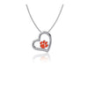 CLEMSON TIGERS STERLING SILVER AND ORANGE PAW HEART NECKLACE