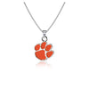 CLEMSON TIGERS STERLING SILVER AND ORANGE PAW NECKLACE