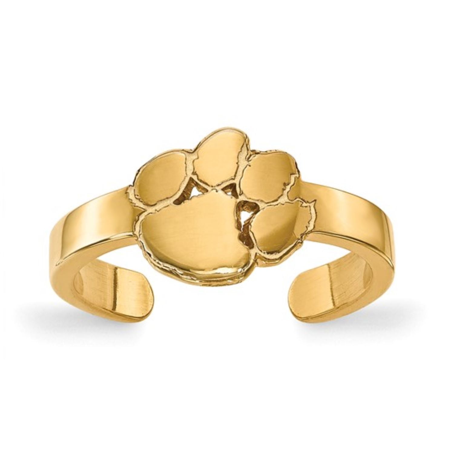 CLEMSON TIGERS GOLD PLATED STERLING SILVER PAW TOE RING